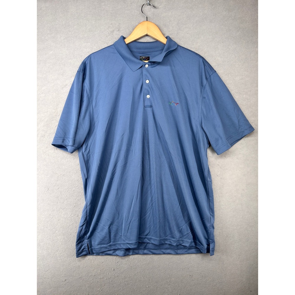 Greg Norman Play Dry Blue Golf Polo Shirt Mens XXL Short Sleeve Shark Logo